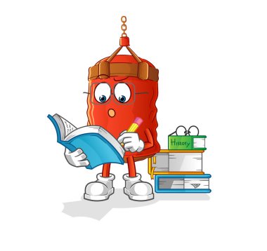 Kum torbası maskot çalışıyor. çizgi film vektörü