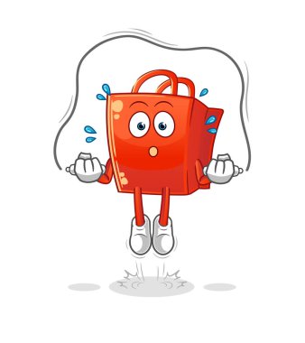 Alışveriş çantası ip atlama egzersizi. karakter vektörü