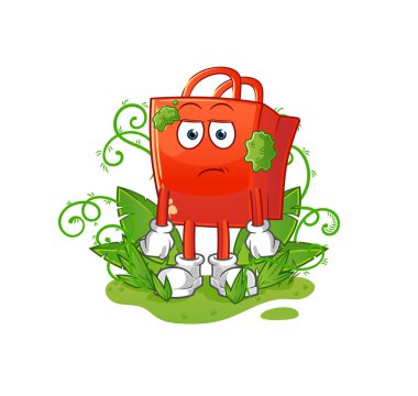 Alışveriş çantası uzun süredir maskotluk yapıyor. çizgi film vektörü