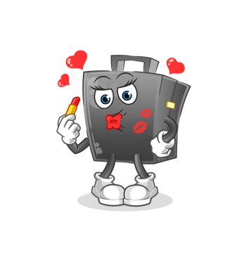 Çanta makyaj maskotu. çizgi film vektörü