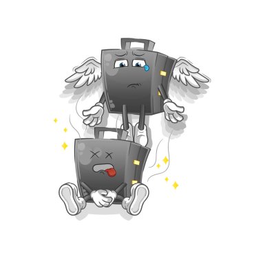 Evrak çantası ruhu vücut maskotunu terk eder. çizgi film vektörü