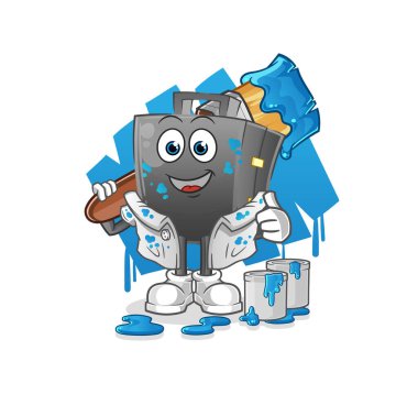 Evrak çantası ressamı çizimi. karakter vektörü