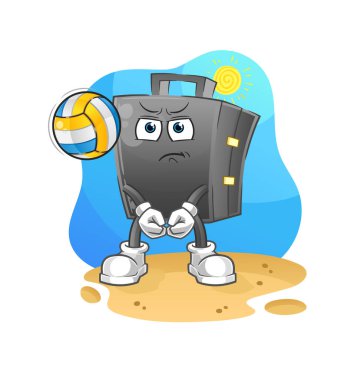Evrak çantası voleybol maskotu. çizgi film vektörü