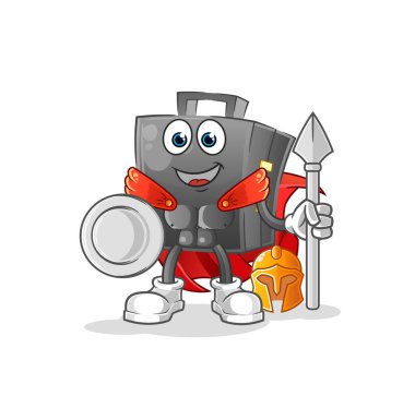 Evrak çantası Spartalı karakteri. çizgi film maskotu vektörü