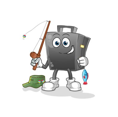 Evrak çantası balıkçısı illüstrasyonu. karakter vektörü