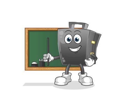 Evrak çantası öğretmen vektörü. çizgi film karakteri