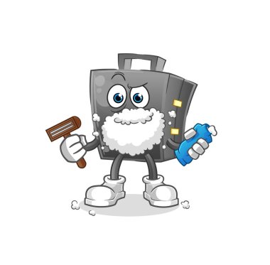 Evrak çantası yüz kıllarını tıraş ediyor. çizgi film karakteri