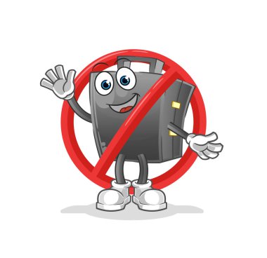 Evrak çantası maskotuna hayır de. çizgi film vektörü