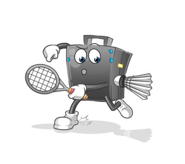 Badminton oynayan evrak çantası. karakter vektörü