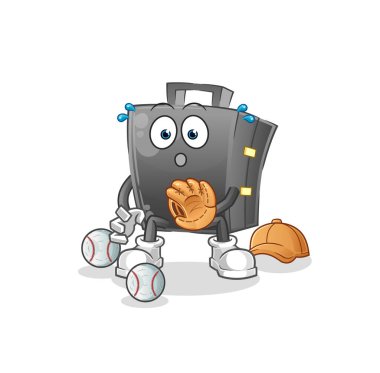 Beyzbol topu yakalayıcı çizgi filmi. çizgi film maskotu vektörü