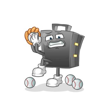 evrak çantası beyzbol atıcısı çizgi filmi. çizgi film maskotu vektörü