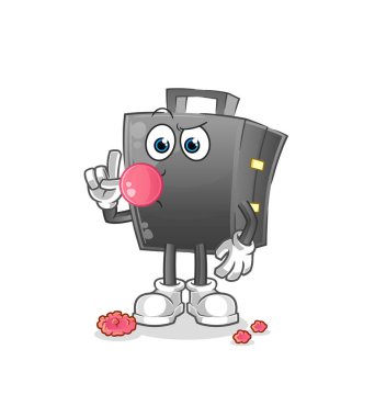 Evrak çantası sakız çiğneme vektörü. çizgi film karakteri