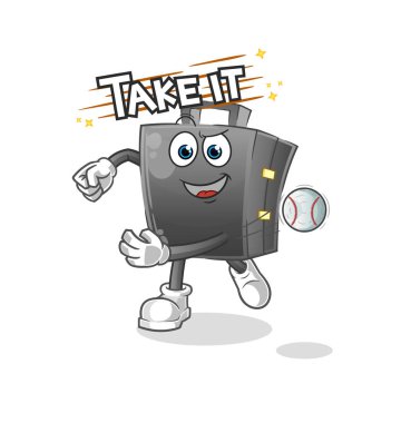 Beyzbol taşıyıcısı fırlatan evrak çantası. çizgi film karakteri