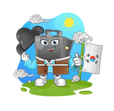 Evrak çantası Kore kültür vektörü. çizgi film karakteri