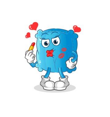 Yastık makyajı maskotu. çizgi film vektörü