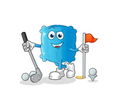 Yastık golf oynuyor. çizgi film karakteri