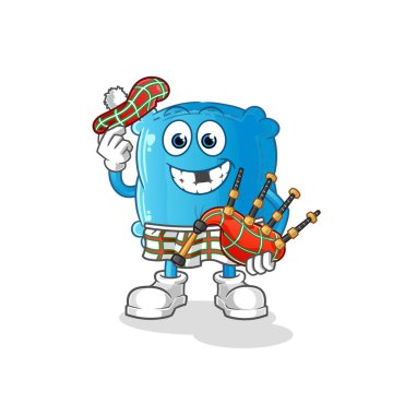 Gayda taşıyıcısı olan yastık İskoç. çizgi film karakteri