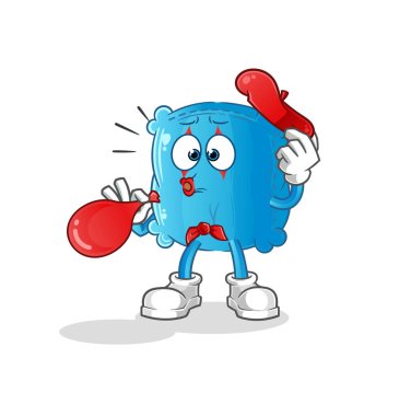 Yastık pandomim balonu şişiriyor. çizgi film maskotu vektörü