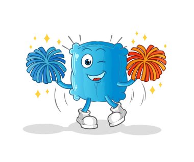 Yastık ponpon kız çizgi filmi. çizgi film maskotu vektörü