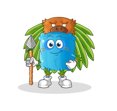 Yastık kabilesi maskotu. çizgi film vektörü