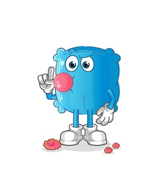 Yastık sakız çiğneme vektörü. çizgi film karakteri