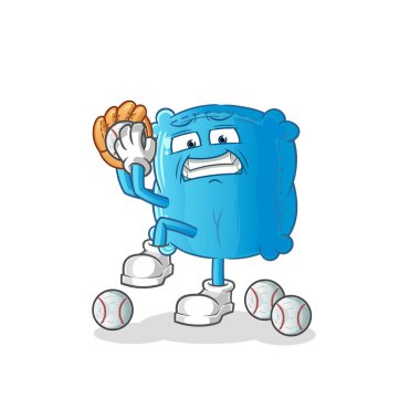 Yastık beysbol atıcısı çizgi filmi. çizgi film maskotu vektörü