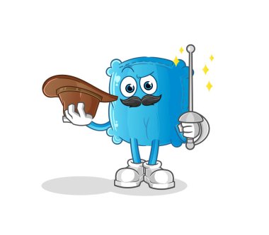 Yastık eskrimcisi. çizgi film maskotu vektörü