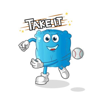 Yastık fırlatma beysbol. çizgi film karakteri