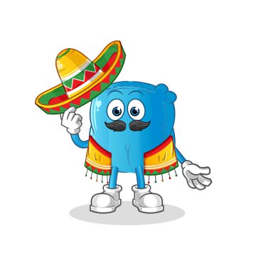 yastık Meksika kültürü ve bayrağı. çizgi film maskotu vektörü