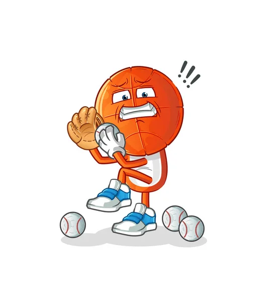 Tête Basket Dessin Animé Lanceur Baseball Vecteur Mascotte Dessin Animé — Image vectorielle