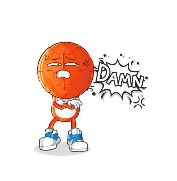 Basketball Head Cartoon Very Pissed Illustration Character Vector — Vettoriale Stock