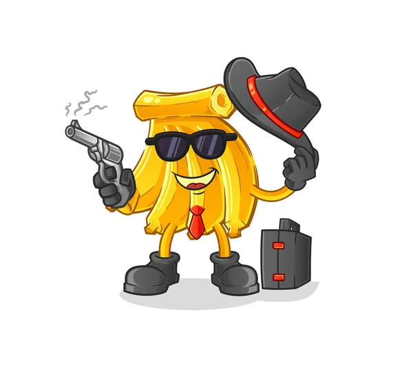 Banana Mafia Gun Character Cartoon Mascot Vector — Stock Vector