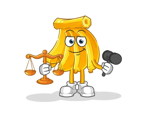 Desenhos Animados Advogado Banana Vetor Mascote Desenhos Animados — Vetor de Stock