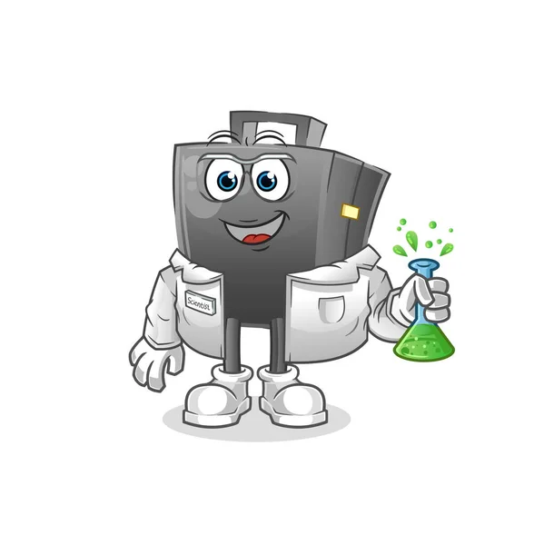 Briefcase Scientist Character Cartoon Mascot Vector — Stock Vector