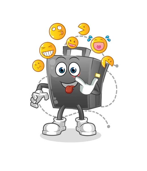 Briefcase Laugh Mock Character Cartoon Mascot Vector — Stock Vector