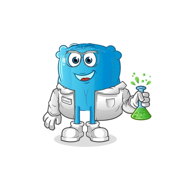 Pillow Scientist Character Cartoon Mascot Vector — Stock Vector