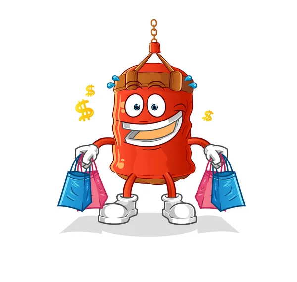 Punching Bag Shoping Mascot Cartoon Vector — Stock Vector