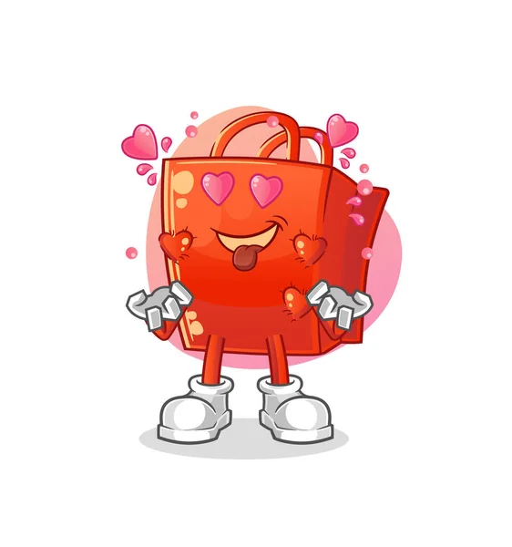 Bolsa Compras Caer Amor Vector Personaje Dibujos Animados — Archivo Imágenes Vectoriales