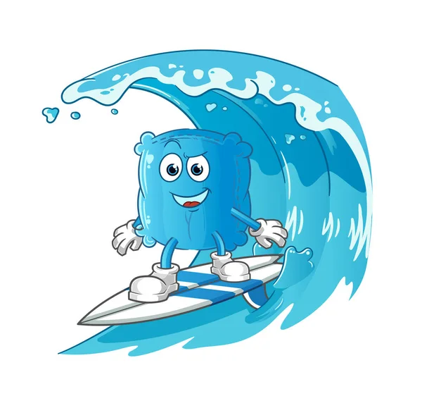 Yastık sörfü karakteri çizgi film maskotu vektörü