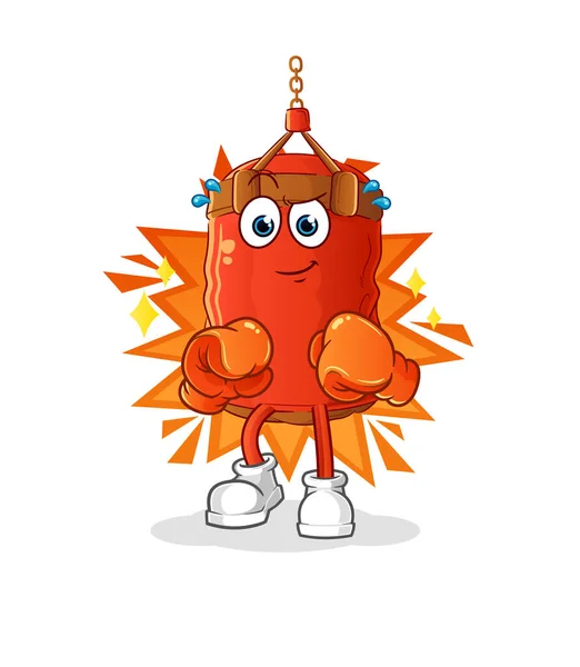 Personagem Boxer Saco Perfuração Vetor Mascote Desenhos Animados —  Vetores de Stock