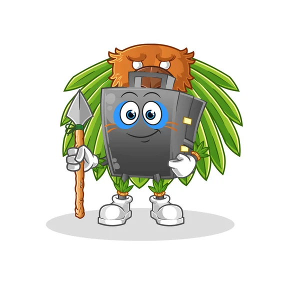 Evrak çantası kabile maskotu. çizgi film vektörü