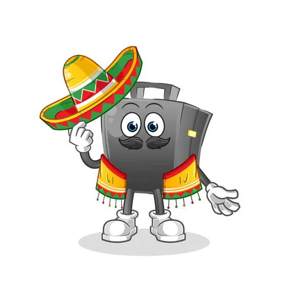 Maletín Cultura Bandera Mexicana Vector Mascota Dibujos Animados — Vector de stock