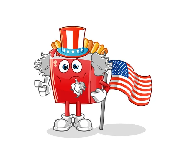 French Fries Uncle Sam Character Cartoon Mascot Vector — Stock Vector