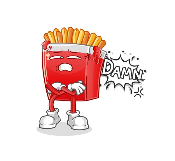 French Fries Very Pissed Illustration Character Vector — ストックベクタ