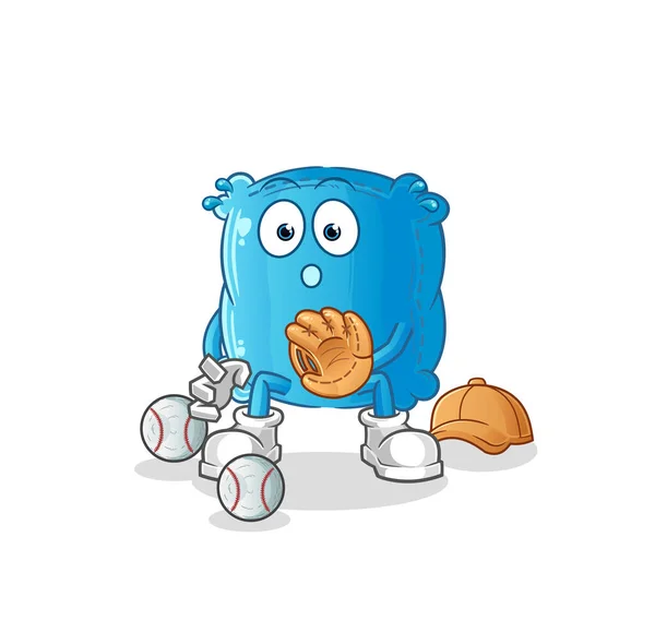 Travesseiro Baseball Catcher Desenhos Animados Vetor Mascote Desenhos Animados — Vetor de Stock