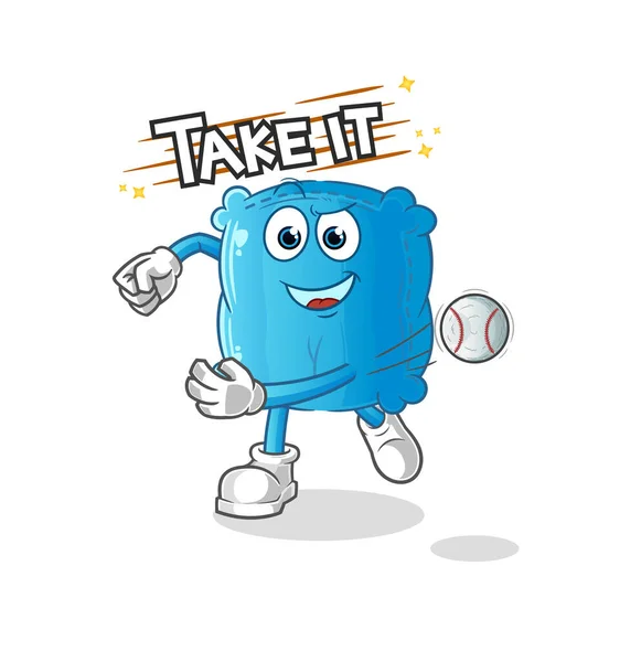 Travesseiro Lançando Vetor Beisebol Personagem Desenho Animado — Vetor de Stock