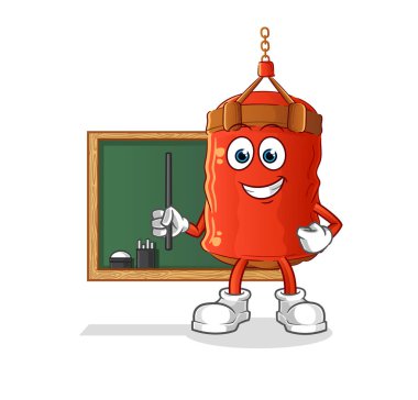 Kum torbası öğretmen vektörü. çizgi film karakteri