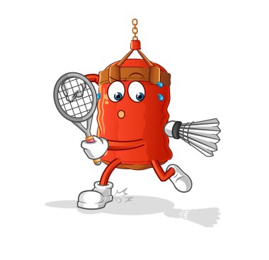 Badminton oynarken kum torbası. karakter vektörü