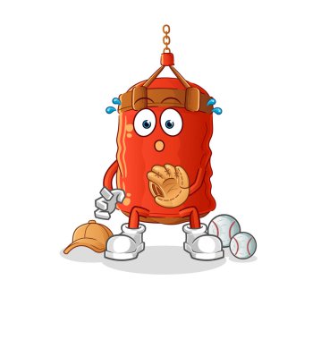 Kum torbası beyzbol yakalayıcı çizgi filmi. çizgi film maskotu vektörü