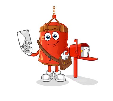 Kum torbası postacı vektörü. çizgi film karakteri